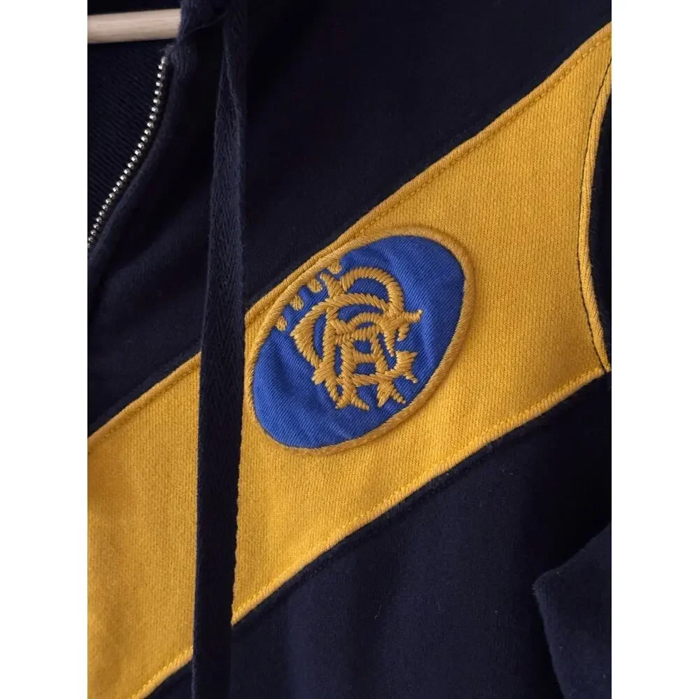 Rugby Ralph Lauren Navy Yellow Chevron Zip Hoodie Size L Vintage 2004 - Picture 2 of 7